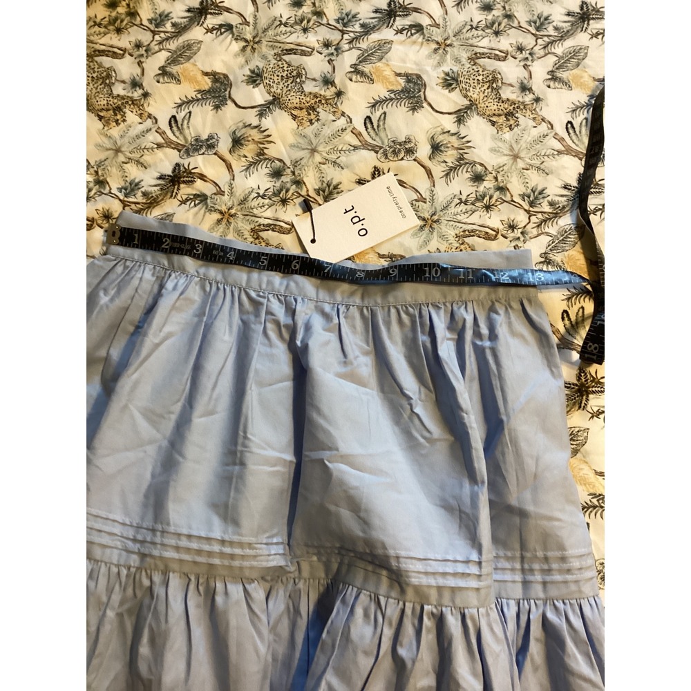 Few Moda OPT One Pretty Time Blue Cotton Tiered Maxi Skirt Eyelet Lace Trim - Picture 6 of 9